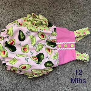 Pink and Green Diaper Cover with Ruffle Trim
